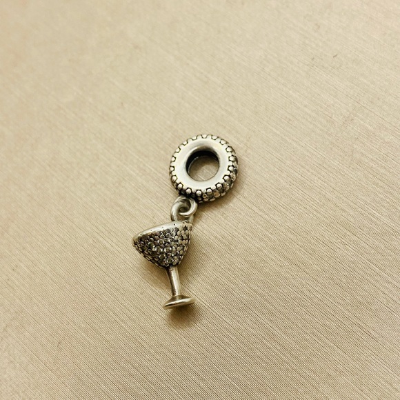 Pandora 791535CZ Sterling Silver Night Out Cocktail Glass Dangle Charm w/ CZ's - Picture 6 of 10